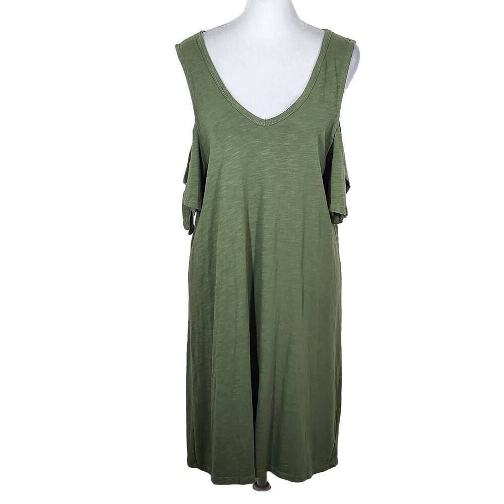 Sanctuary Green Open Shoulder Mini Shift Dress Size Medium Sanctuary Green Dress